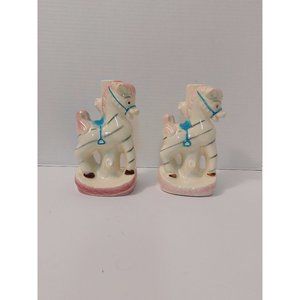 Vtg MCM 1950s ceramic zebra/pony nursery bookends, vintage kitsch decor